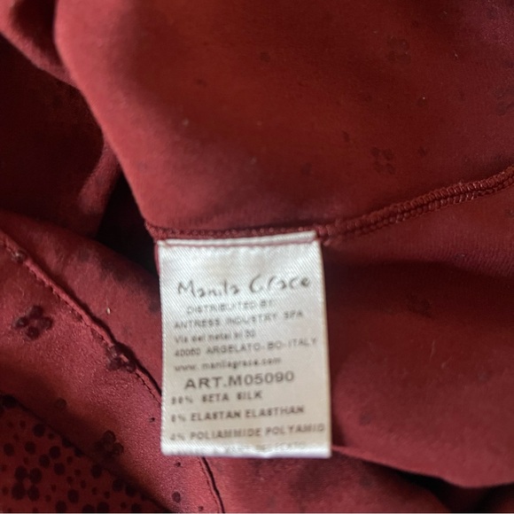Manila Grace Silk Stretch Velvet Floral Dress Red Burgundy Made in Italy Medium - Picture 10 of 11